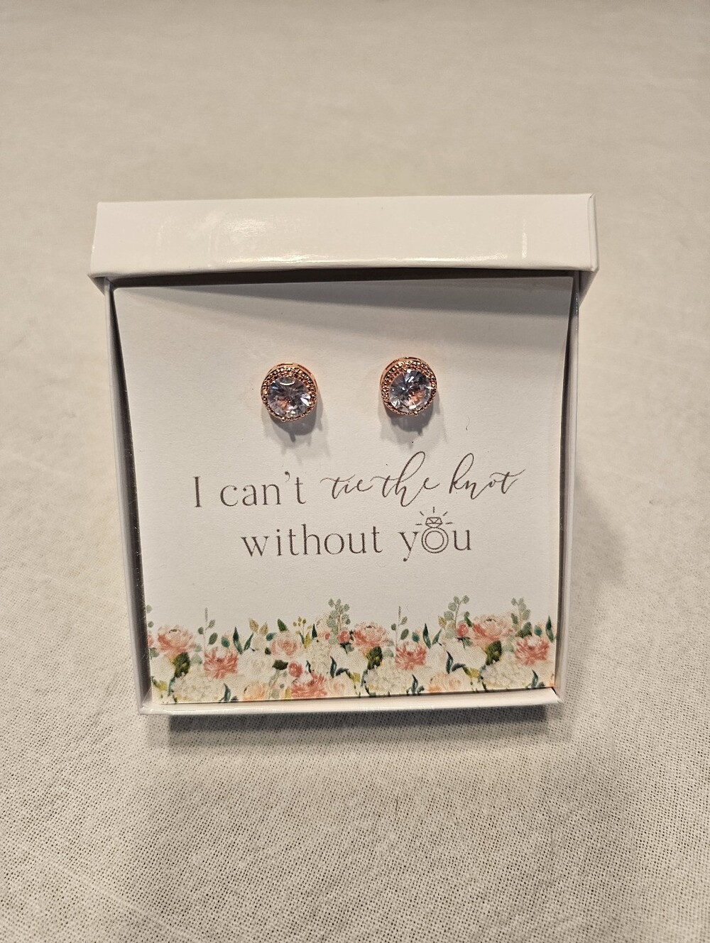 Bridal Party Earring Set Lot of 5 Rose Gold Tone